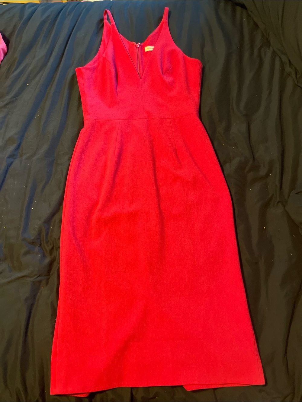 Dress the Population Bright Red V-Neck Midi Dress